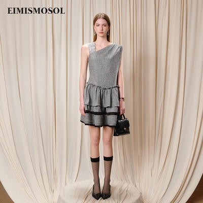 Eimismosol2025夏季新款连衣裙女时尚蕾丝拼接波点收腰夏装中裙子