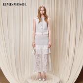 新款 时尚 套装 Eimismosol夏季 女无袖 上衣半身裙子小香风两件套