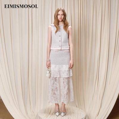 Eimismosol夏季新款时尚套装女无袖上衣半身裙子小香风两件套