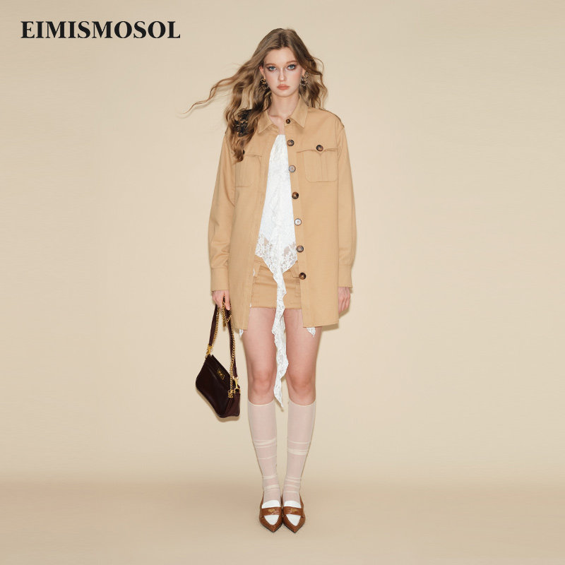 EIMISMOSOL工装一手长外套秋冬新款吸汗透气宽松舒适简约通勤女,女装/女士精品,衬衫,淘宝优惠券,粉丝福利购,淘宝优惠卷