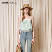 新款 蕾丝吊带背心女时尚 修身 Eimismosol夏季 显瘦花型网料小衫
