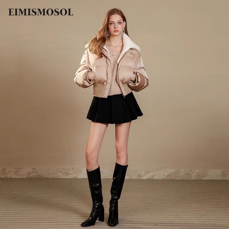 EIMISMOSOL卡其色袖子领子可脱卸羽绒短外套女秋冬新款休闲优雅,女装/女士精品,羽绒服,淘宝优惠券,粉丝福利购,淘宝优惠卷