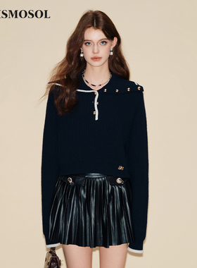 【Jayna Angelina同款】EIMISMOSOL中长款翻领套头毛衣秋冬宽松女