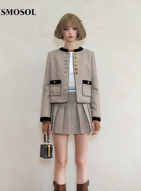 【黄梦莹张碧晨同款】EIMISMOSOL秋冬学院风百搭百褶裙套装