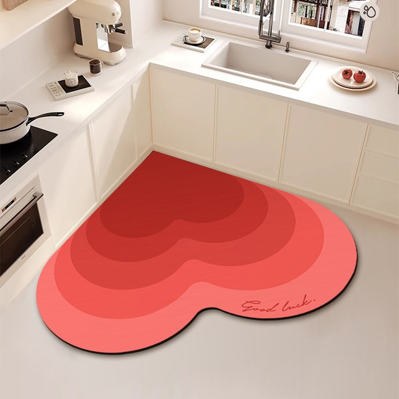 厨房地垫防滑防油防水吸水吸油脚垫耐脏可擦免洗专用心形进门地毯