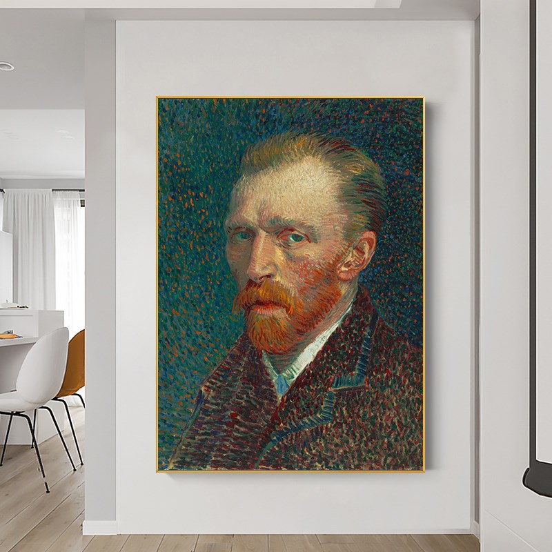梵高自画像装饰画世界名画竖版抽象客厅玄关过道壁画简约人物挂画
