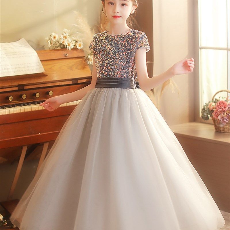 儿童礼服公主裙花童小孩生日主持人大提琴演奏高端女童钢琴演出服
