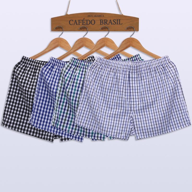 4条装阿罗裤男士纯棉宽松加大四角内裤平角梭织短裤休闲居家透气