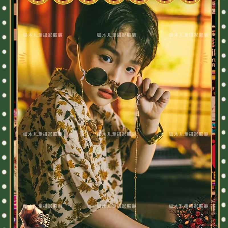 元旦儿童表演服装儿童港风服装男童怀旧复古主题舞台走秀演出服