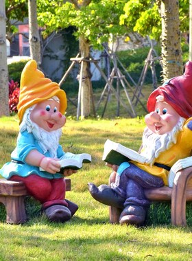 户外玻璃钢卡通人物雕塑摆件幼儿园游乐场白雪公主小矮人景观装饰