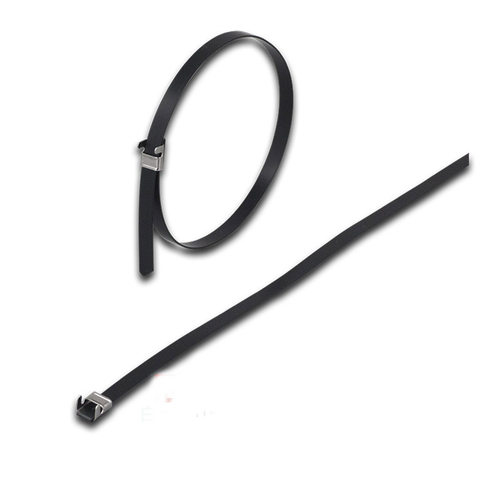 包塑扎带黑色304不锈钢16MM电缆扎带船用防腐蚀耐高温低温绑带