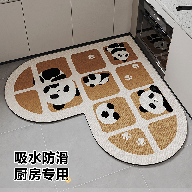厨房地垫轻奢高级感硅藻泥吸水垫子防滑防油可擦免洗脚垫2024新款