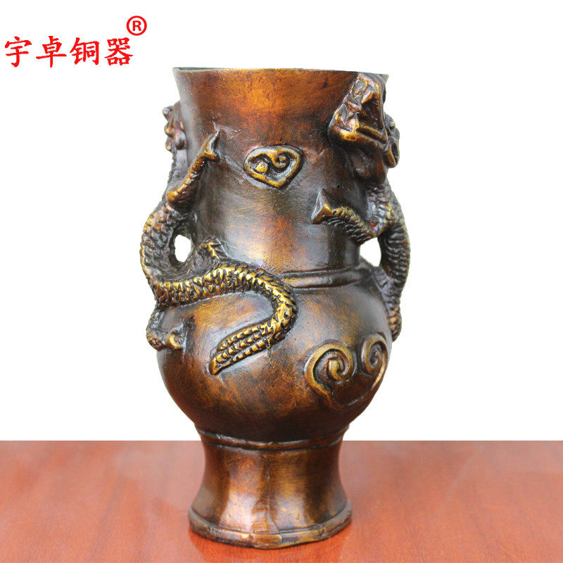 宇卓铜器纯铜花瓶黄铜花瓶铜工艺品龙凤花瓶多款 铜花瓶摆件