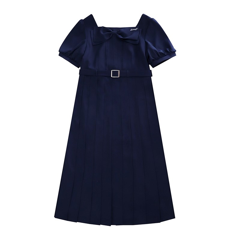 樱花家族jk制服连衣裙【眠梦蝶】蝴蝶结甜美雪纺百褶裙长裙短袖女