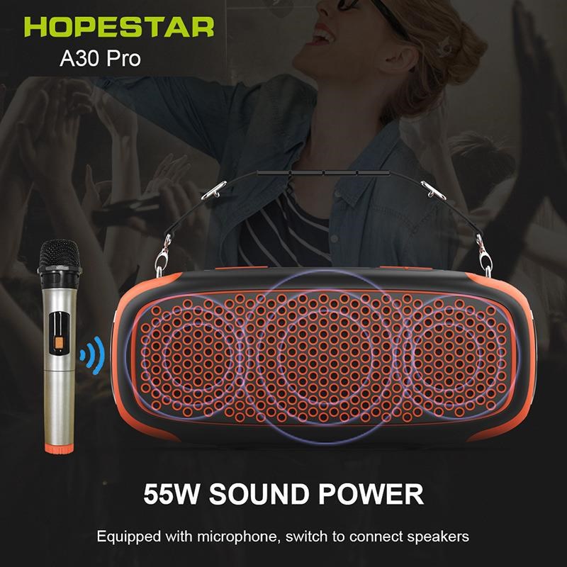 HOPESTAR新款A30蓝牙音箱户外背带55W大功率TWS重低音炮蓝牙音响
