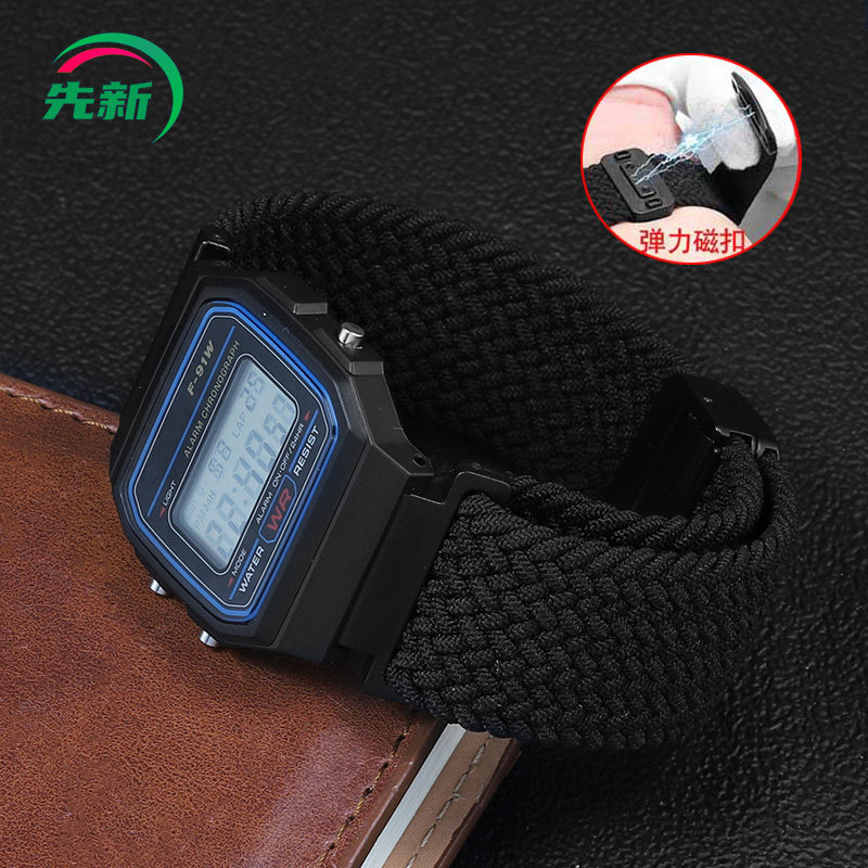 适配卡西欧电子表F-91W尼龙表带