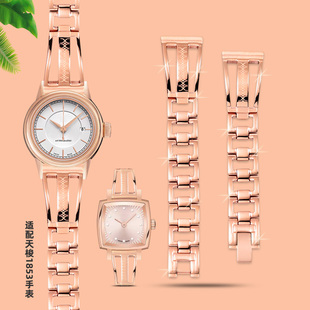 适配天梭1853表带钢带女卡森港湾力洛克经典系列不锈钢手表链14mm