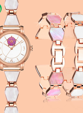 适配天梭1853心媛手表带钢带女韵驰T050/T099天然贝壳钢表链16mm