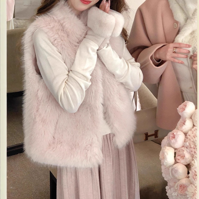 “霜柚Yuzu” 高阶定染山羊绒马甲皮草软糯保暖马夹