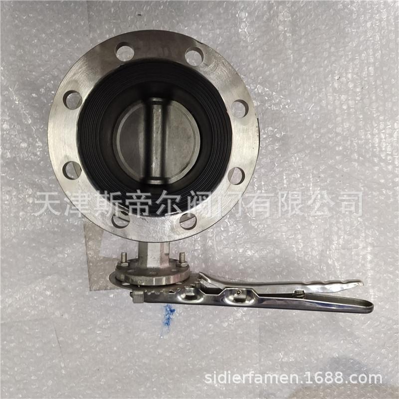 全不锈钢法兰蝶阀 双法兰无销手柄传动软密封蝶阀 天津WD41X-10P