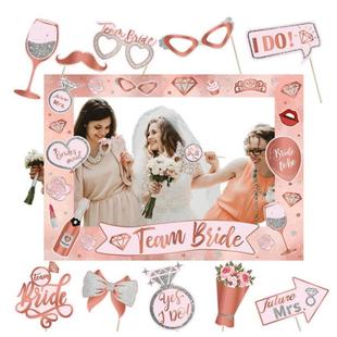 TeamBRIDE伴娘团队新娘婚礼派对装 饰手举牌相框结婚搞怪拍照道具