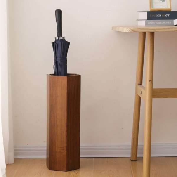 制个性创意伞架桶伞酒店雨伞收纳桶日式家居实木木质复古客厅北欧