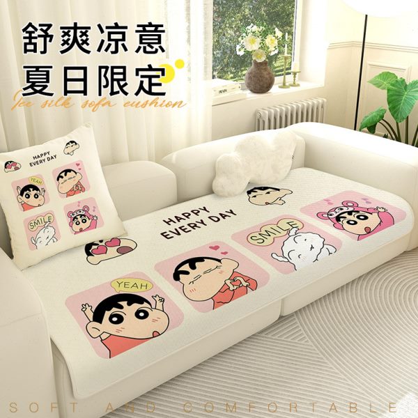 沙发套冰丝卡通沙发垫子可水洗冷感座垫凉席小新防滑夏季凉垫坐垫
