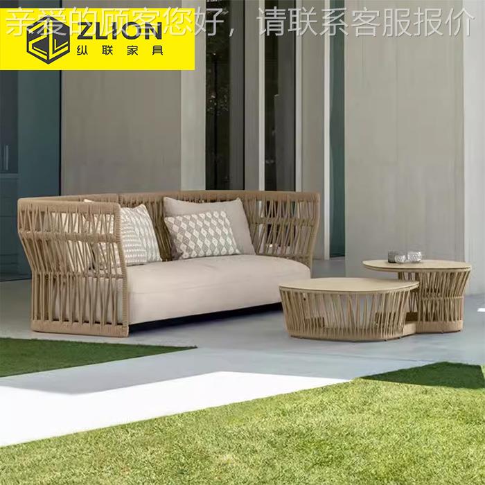 606户外别墅藤编沙发庭院花园露天水家民具休宿防院子露台闲沙发