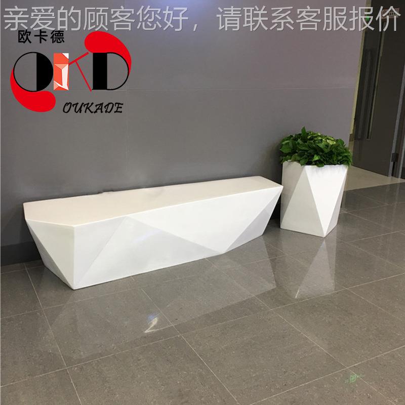 简约FRP休闲座椅菱形花盆组合长排凳大型商场户外多位玻璃钢坐凳