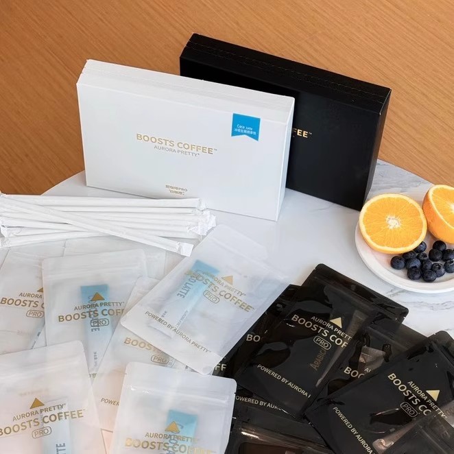 AuroraPretty黑白咖啡阿拉比卡冰吸生椰拿铁速溶咖啡粉健身提神