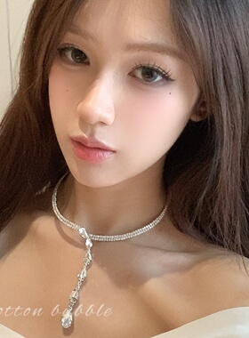 晚宴水滴吊坠项链配裙子轻奢小众