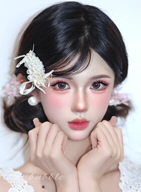 法式芭蕾风白色珍珠侧边发夹高级