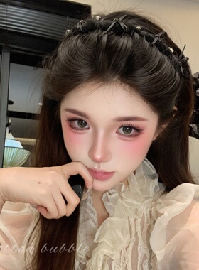 黑色蝴蝶结缠绕水晶发箍带齿防滑