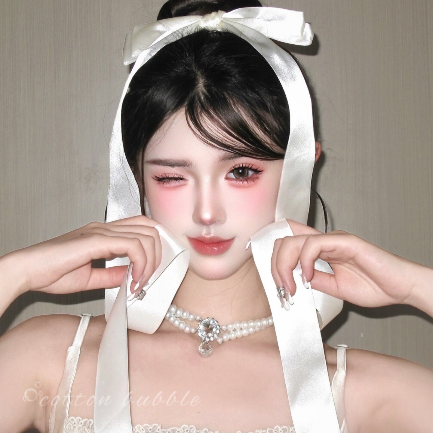 垂耳兔白色超大蝴蝶结头饰发夹