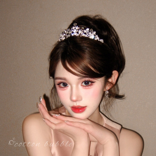 千金公主水晶皇冠头饰高级感水钻王冠十八岁生日发箍新娘头箍发饰