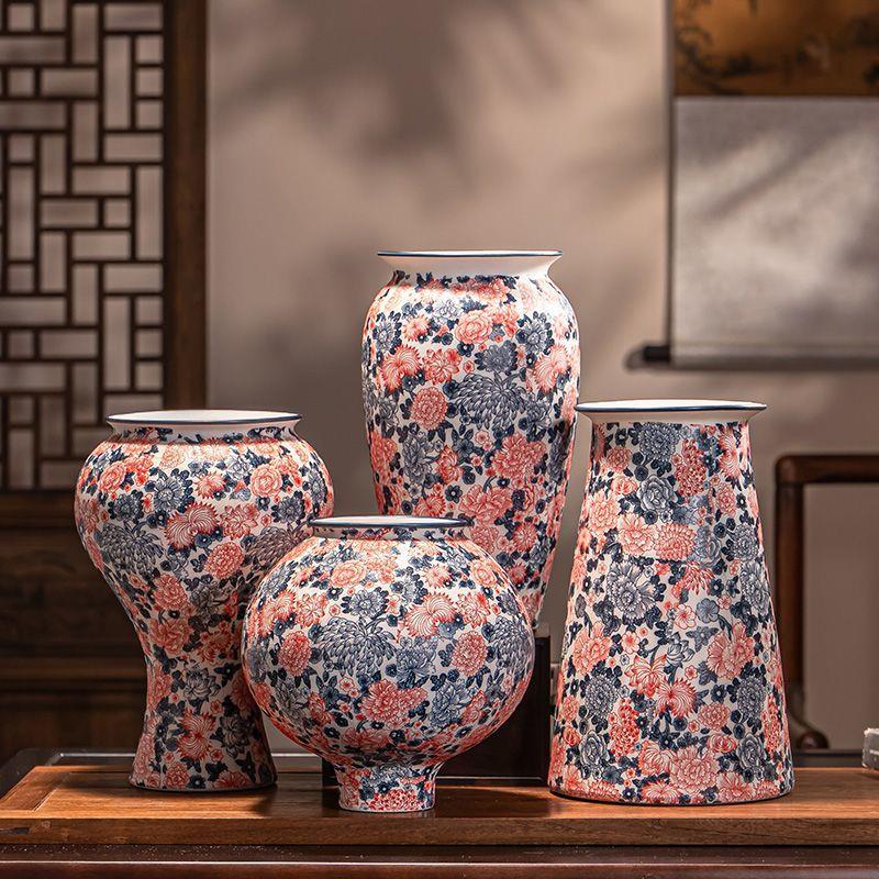 中国风景德镇陶瓷花瓶新中式复古绿植盆水培花瓶插花客厅玄关摆件