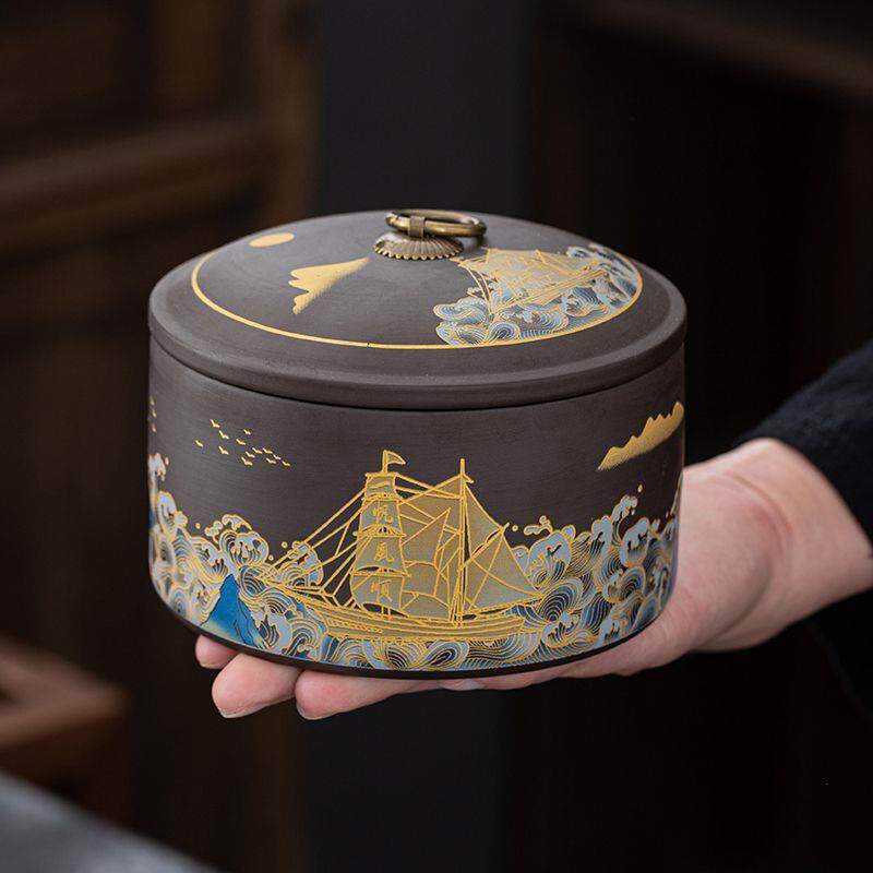 中国风紫砂茶叶罐红茶普