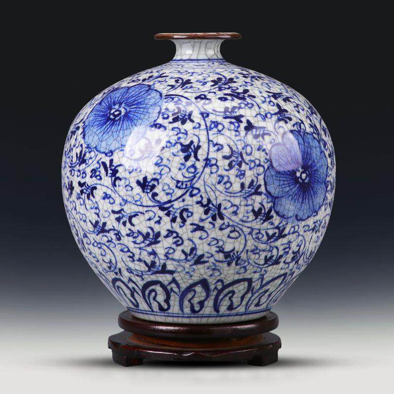 景德镇陶瓷器青花瓷花瓶摆件客厅插花复古家居装饰品手绘仿古瓷