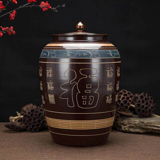 景德镇陶瓷米缸米桶带盖面缸储物罐酒坛缸水缸20/30/50/100斤油缸