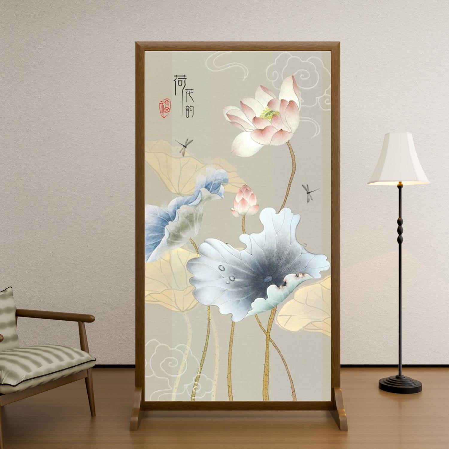 新中式荷花韵屏风隔断客