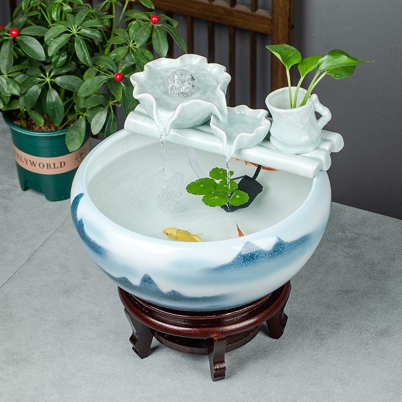 陶瓷鱼缸循环流水生财摆