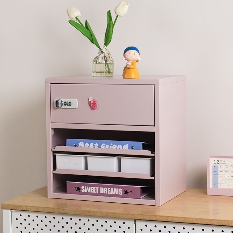 铁艺桌面信盘收纳密码锁储物柜便宜化妆品a4纸收纳盒学生保险箱