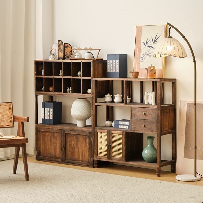 新中式实木博古架小型茶室茶壶茶具置物架茶柜展示柜收纳柜茶边柜