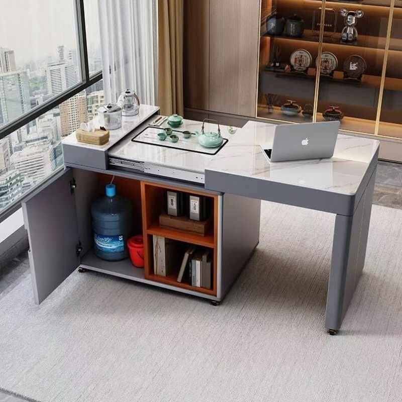 宽60cm现代简约岩板伸缩茶几阳台家用高档移动泡茶阳台茶桌