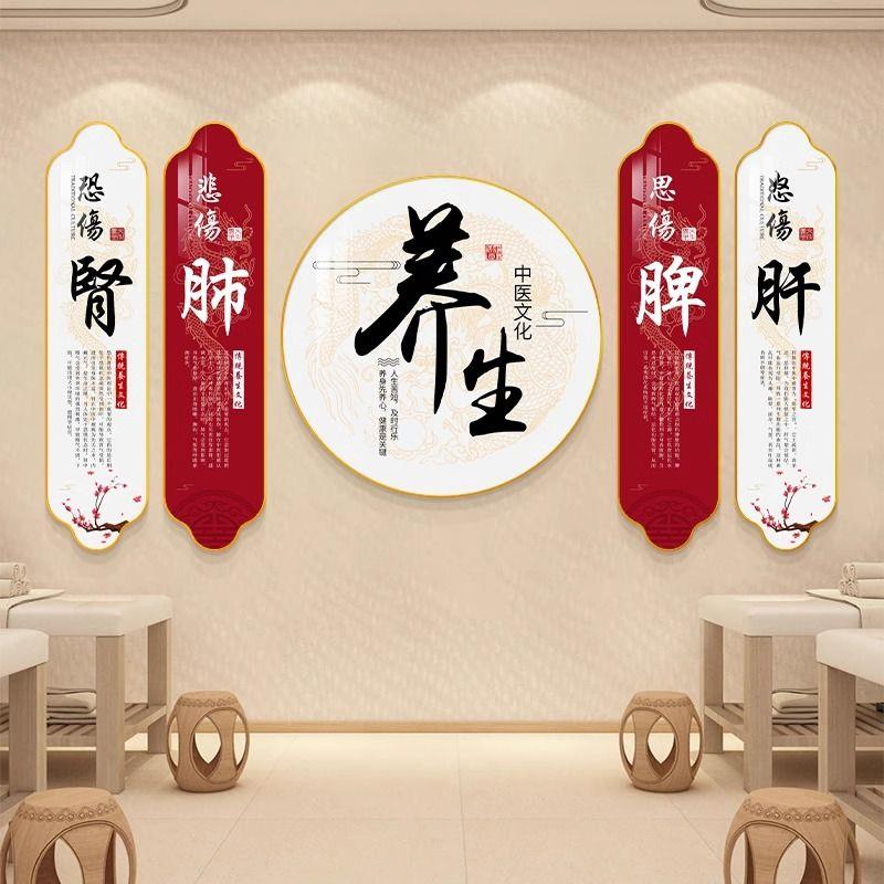 艾灸养生馆文化墙挂画中