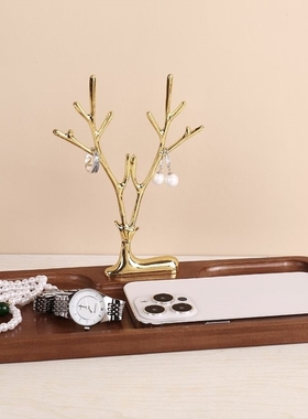 钥匙实木创意进门挂钩入户玄关摆件收纳盒收纳客厅桌面置物架门口