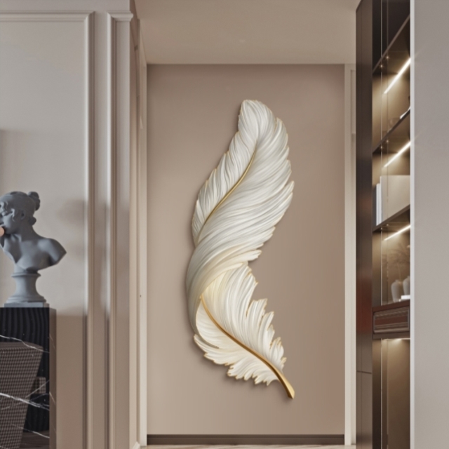 LED氛围灯画羽毛玄关装饰画客厅沙发背景墙挂画走廊楼梯发光壁画