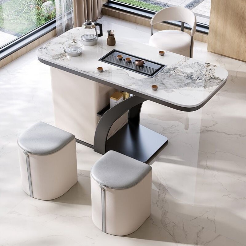 爆款轻奢岩板岩台茶桌椅组合现代高级感茶几客厅家用茶台带烧水壶