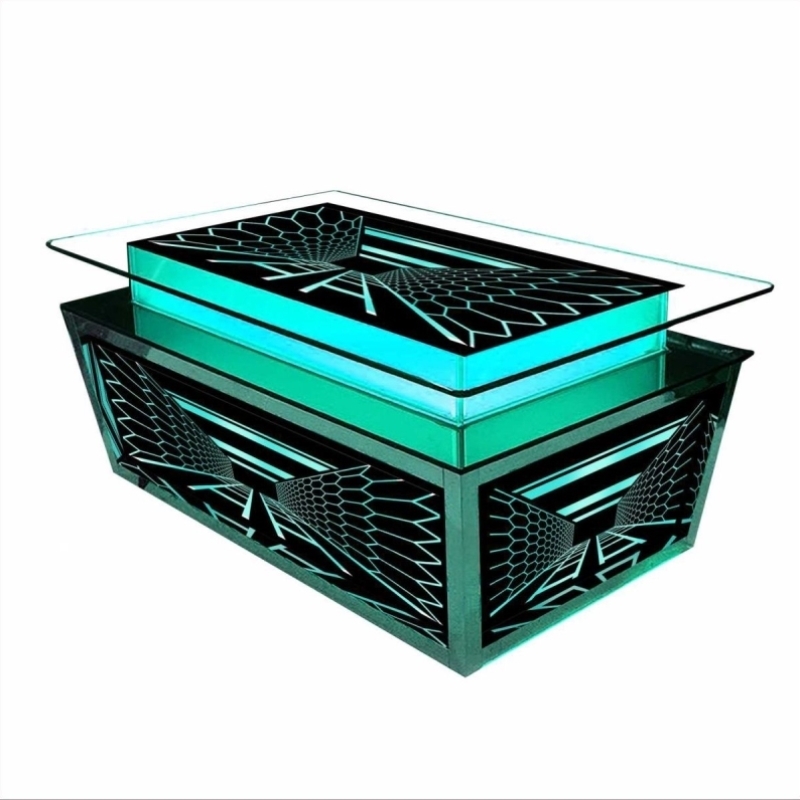 新款量贩KTV酒吧清吧夜场会所包厢钢化玻璃不锈钢发光茶几散台桌