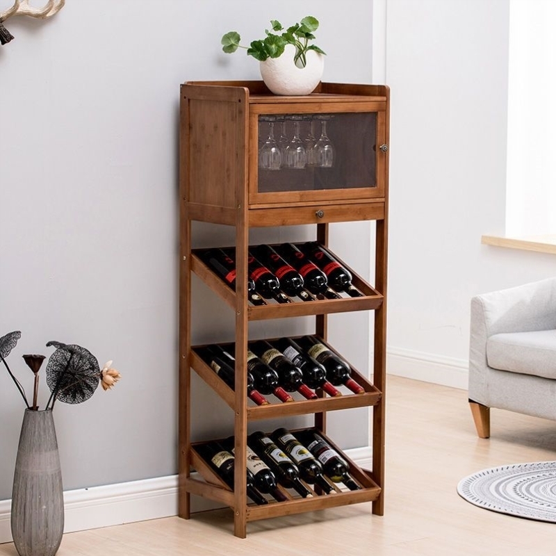 红酒架家用落地展示架餐厅吧台酒架置物架葡萄酒架客厅酒柜架子竹